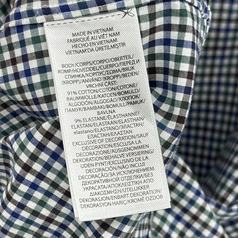 Ralph Lauren Shirt Mens Big 3X Blue Green Check Button Down Long Sleeve Stretch - Picture 7 of 14